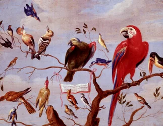 A Chorus of Birds, cca 1650-1675 (olej na kovu)